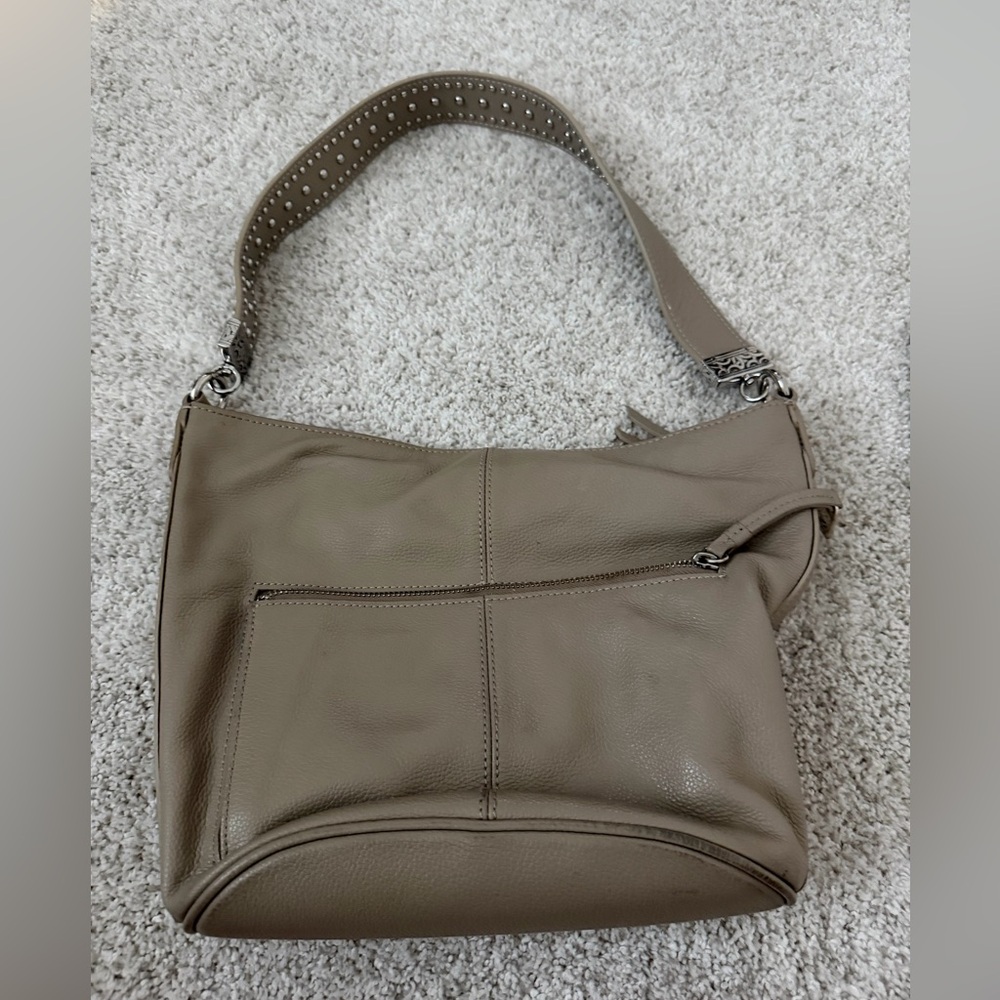 Brighton Taupe Leather Shoulder Bag- comes with 2 straps